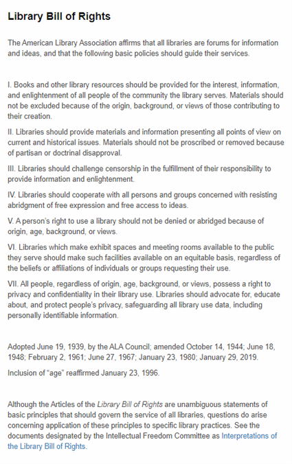Library Bill of Rights